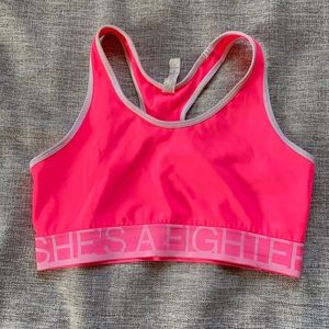 Under Armour Sports Bra - Neon Pink Breast Cancer